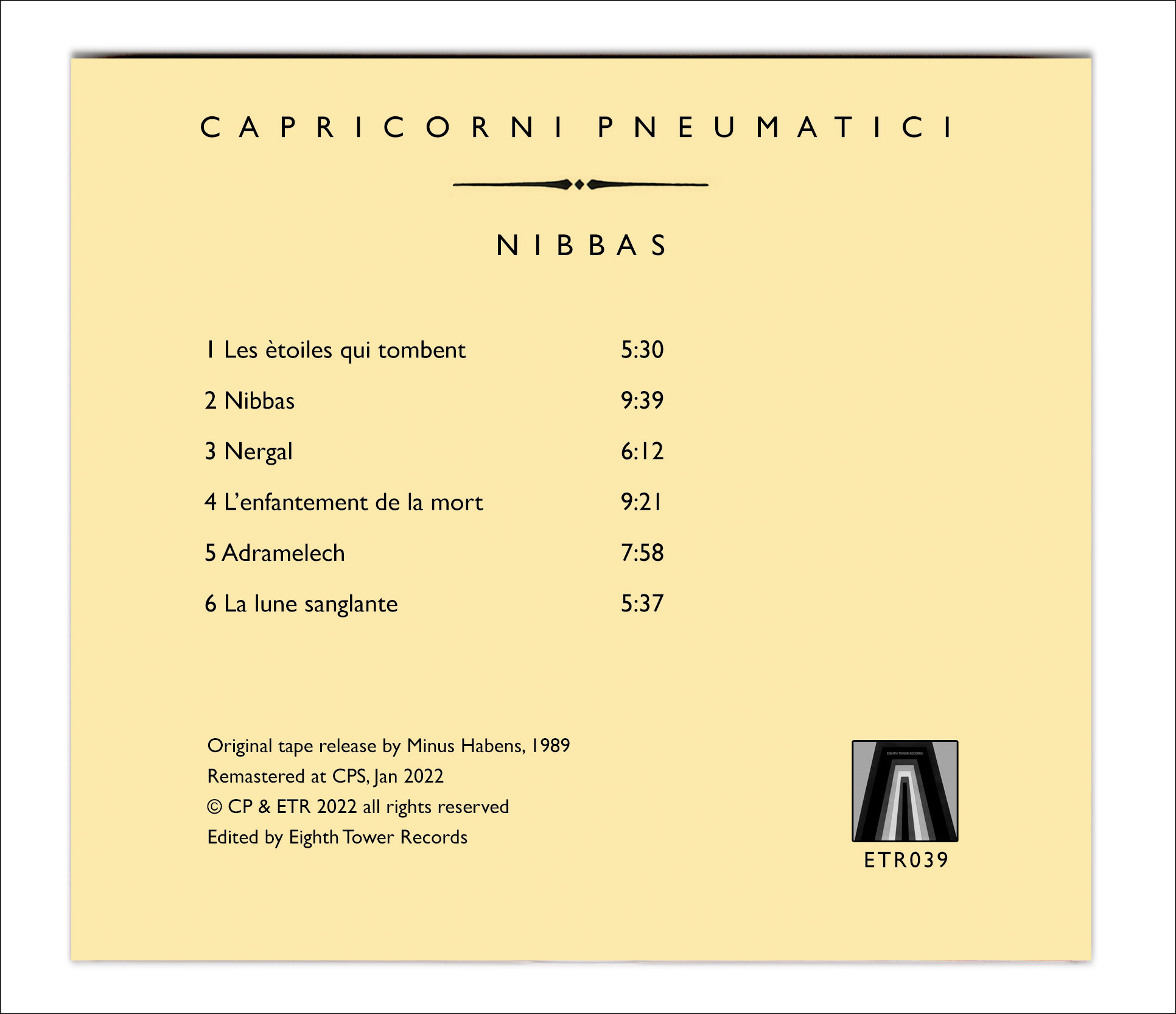 nibbas, cd back cover, eight tower records