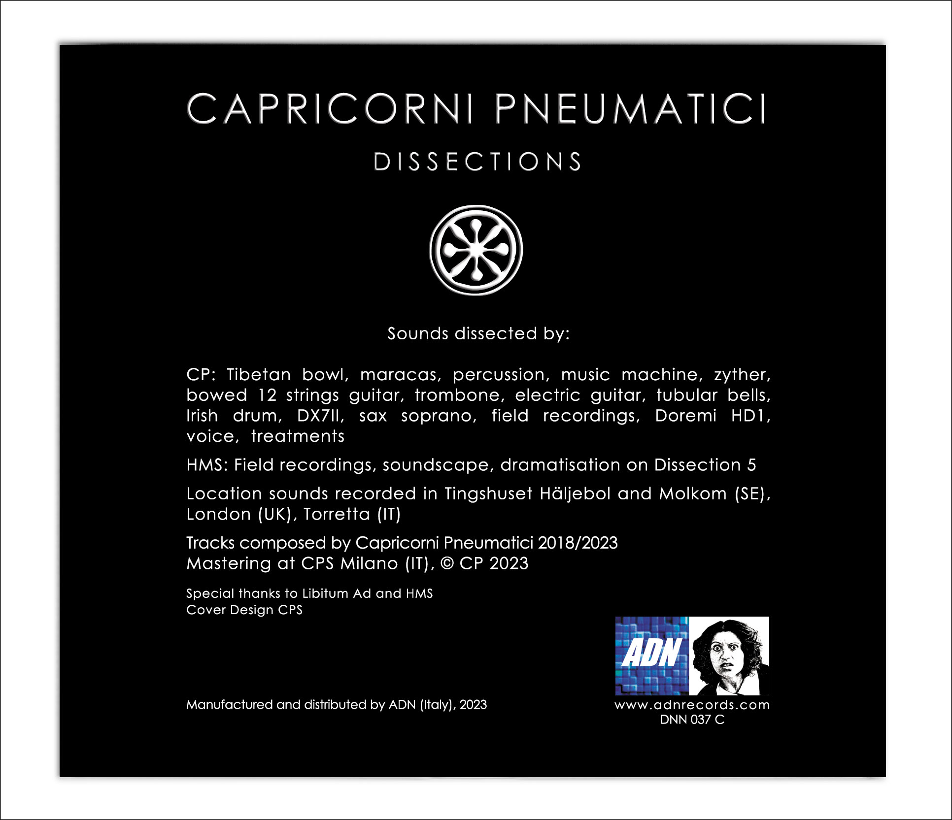 capricorni pneumatici dissections, back cover