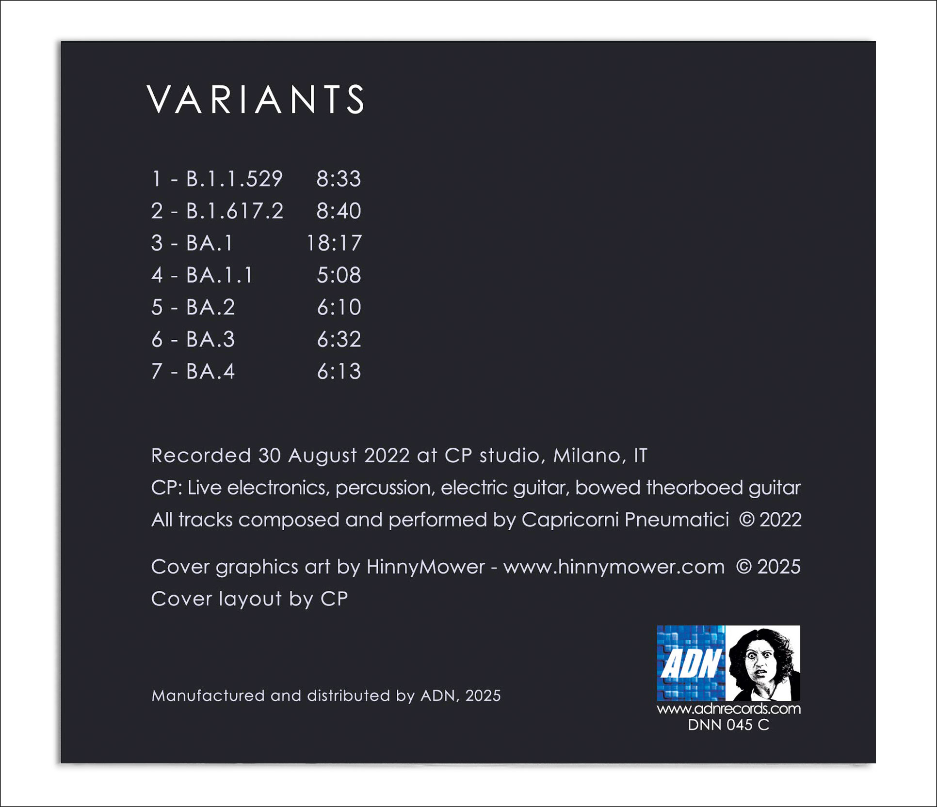 capricorni pneumatici, variants, back cover