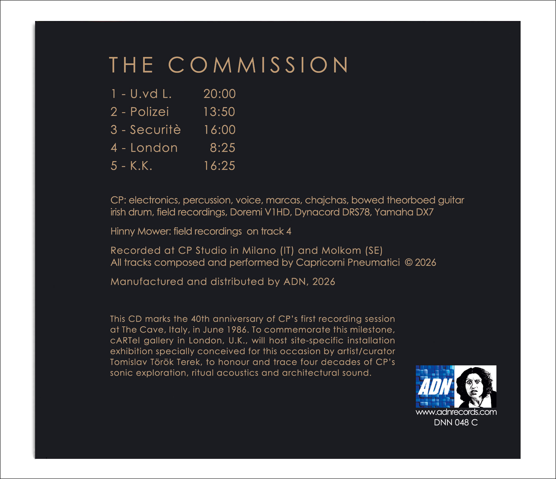 capriorni pneumatici the commission back cover